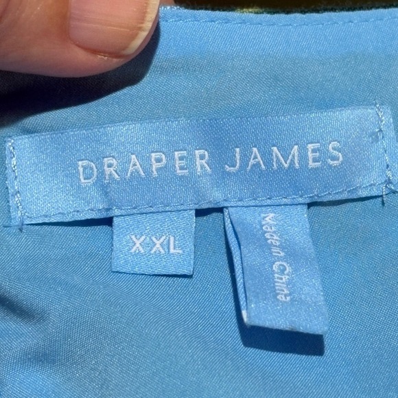 Draper James Women Linen MiniDress Blue Monstera XXL Babydoll Square Neck Y2K - Picture 3 of 10